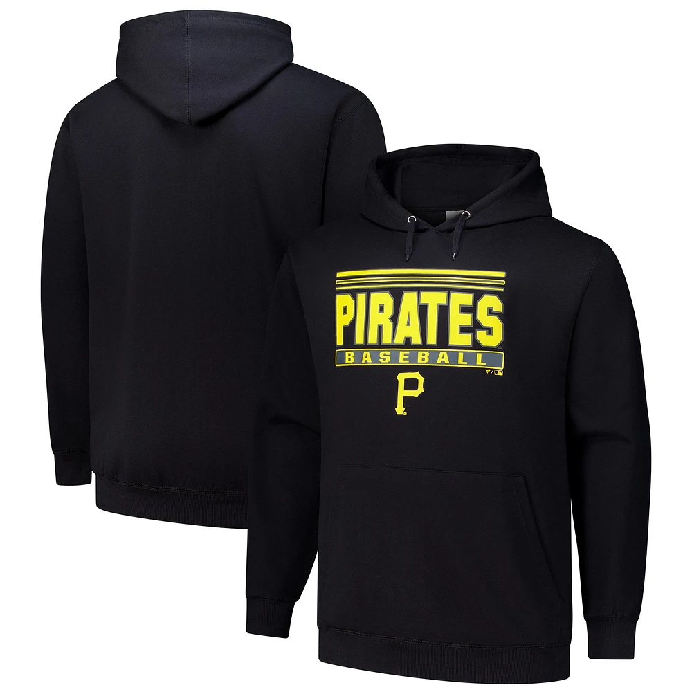 Men's  Black Pittsburgh Pirates Stack Fleece Pullover Hoodie