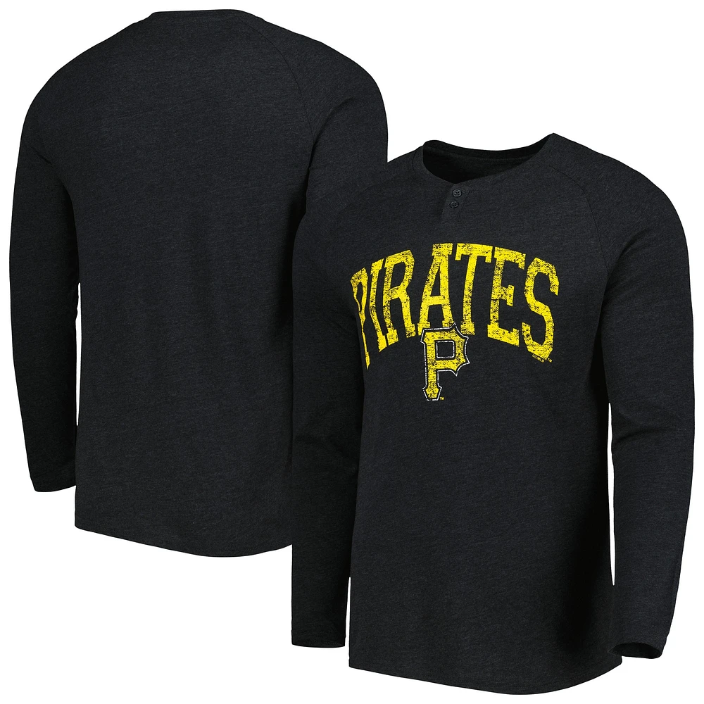 Concepts Sport T-shirt Henley à manches longues et raglan pour homme Pittsburgh Pirates Inertia Noir