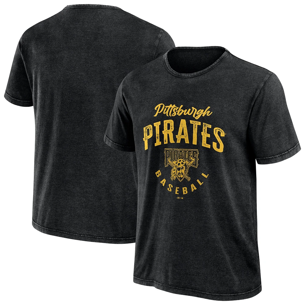 T-shirt délavé pour homme de la collection Darius Rucker Fanatics, noir, Cooperstown des Pirates Pittsburgh