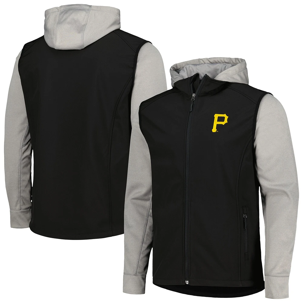 Veste entièrement zippée Dunbrooke pour hommes, noir/gris chiné, Pittsburgh Pirates Alpha