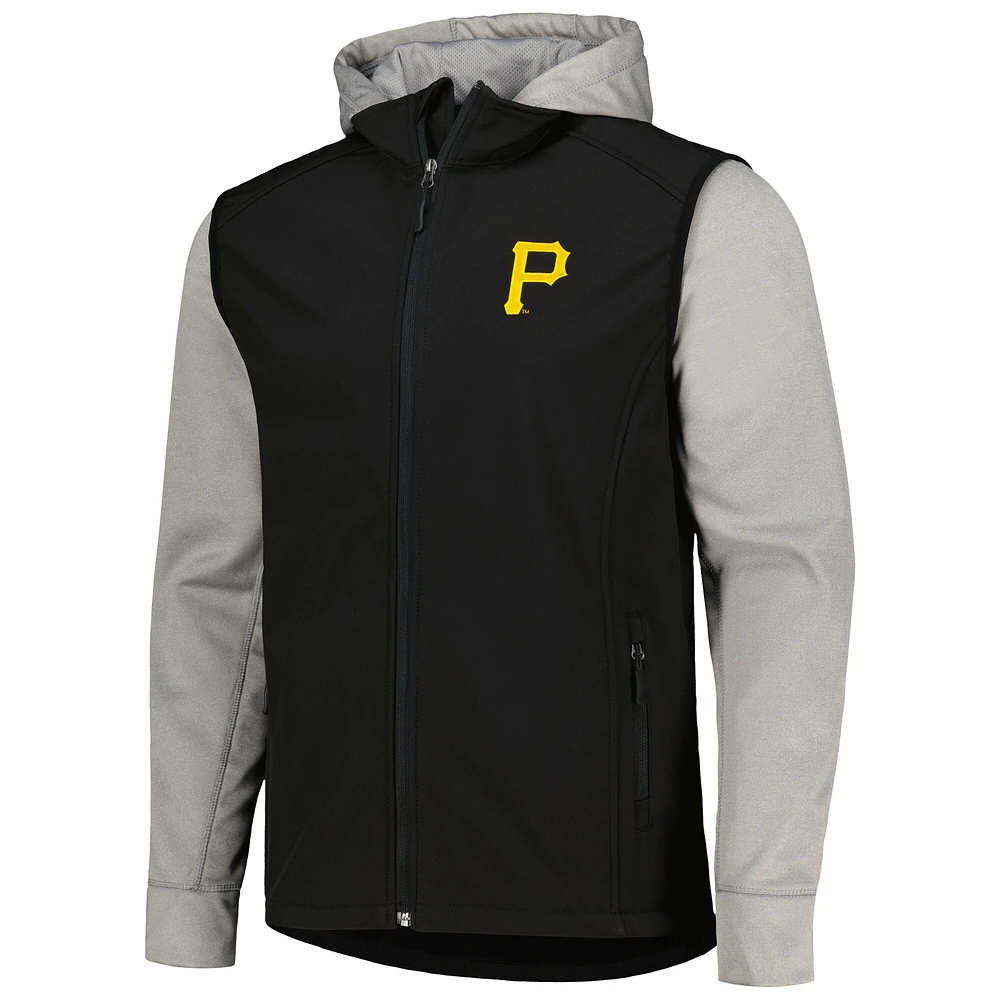 Veste entièrement zippée Dunbrooke pour hommes, noir/gris chiné, Pittsburgh Pirates Alpha