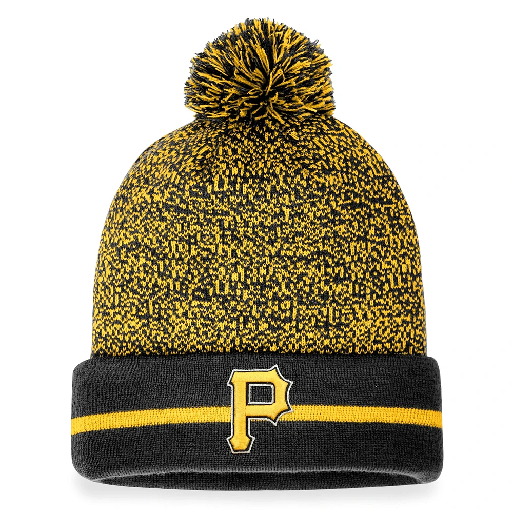 Men's Fanatics Black/Gold Pittsburgh Pirates Space-Dye Cuffed Knit Hat with Pom