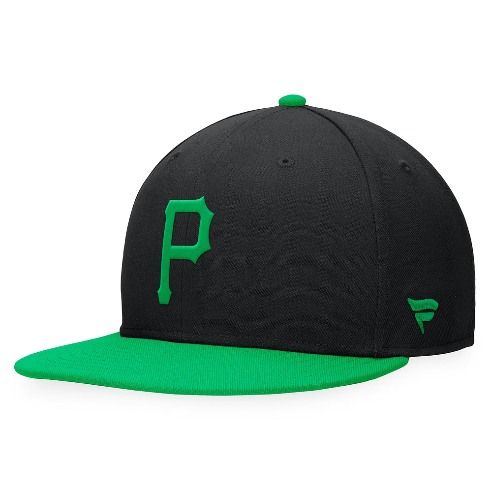 Casquette Lucky Snapback des Pirates de Pittsburgh Fanatics noir/vert Kelly pour hommes