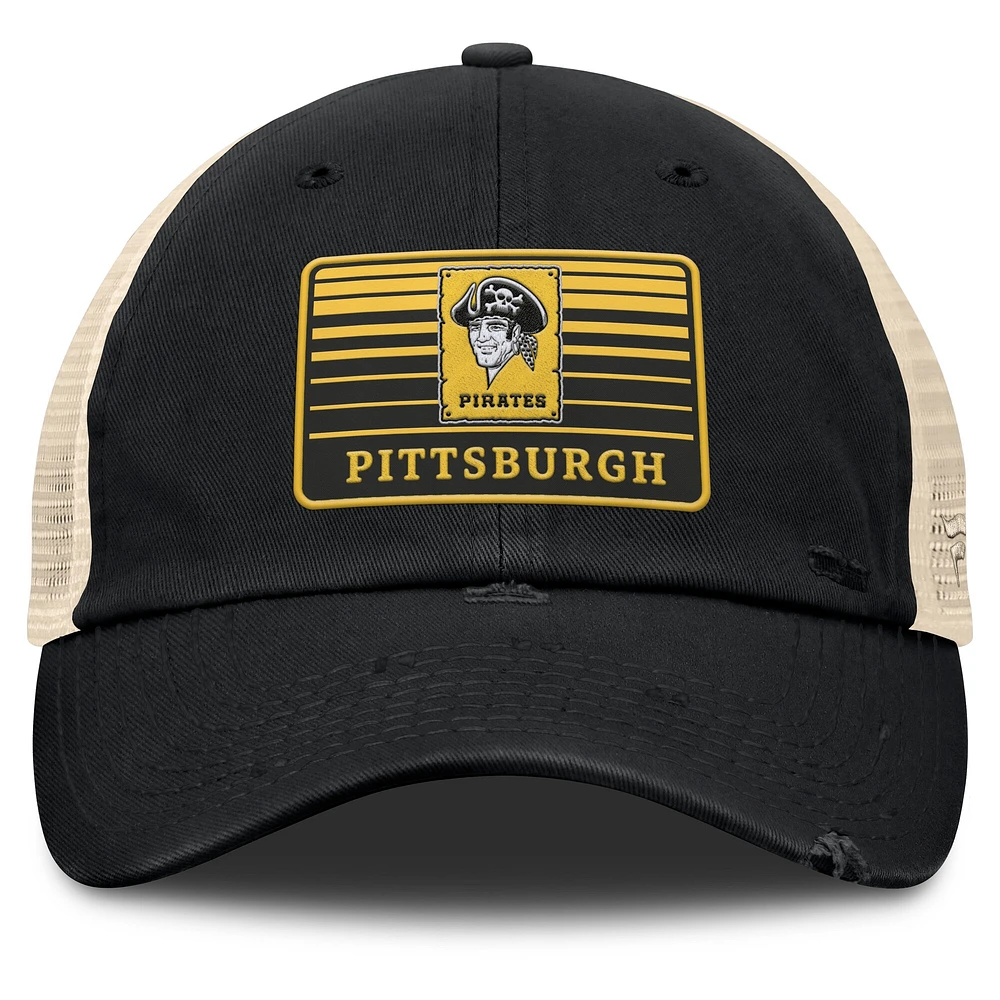 Casquette ajustable en maille Eastbound de la collection Cooperstown des Pirates de Pittsburgh pour hommes Fanatics noir/naturel