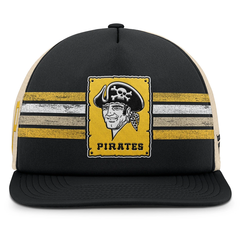 Men's Fanatics Black/Natural Pittsburgh Pirates Cooperstown Collection Powers Snapback Hat
