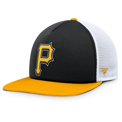 Casquette snapback avant en mousse fondamentale des Pirates de Pittsburgh Fanatics noir/blanc pour hommes