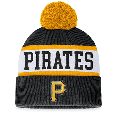 Bonnet en tricot à revers secondaire Fanatics noir/blanc des Pirates de Pittsburgh pour hommes avec pompon