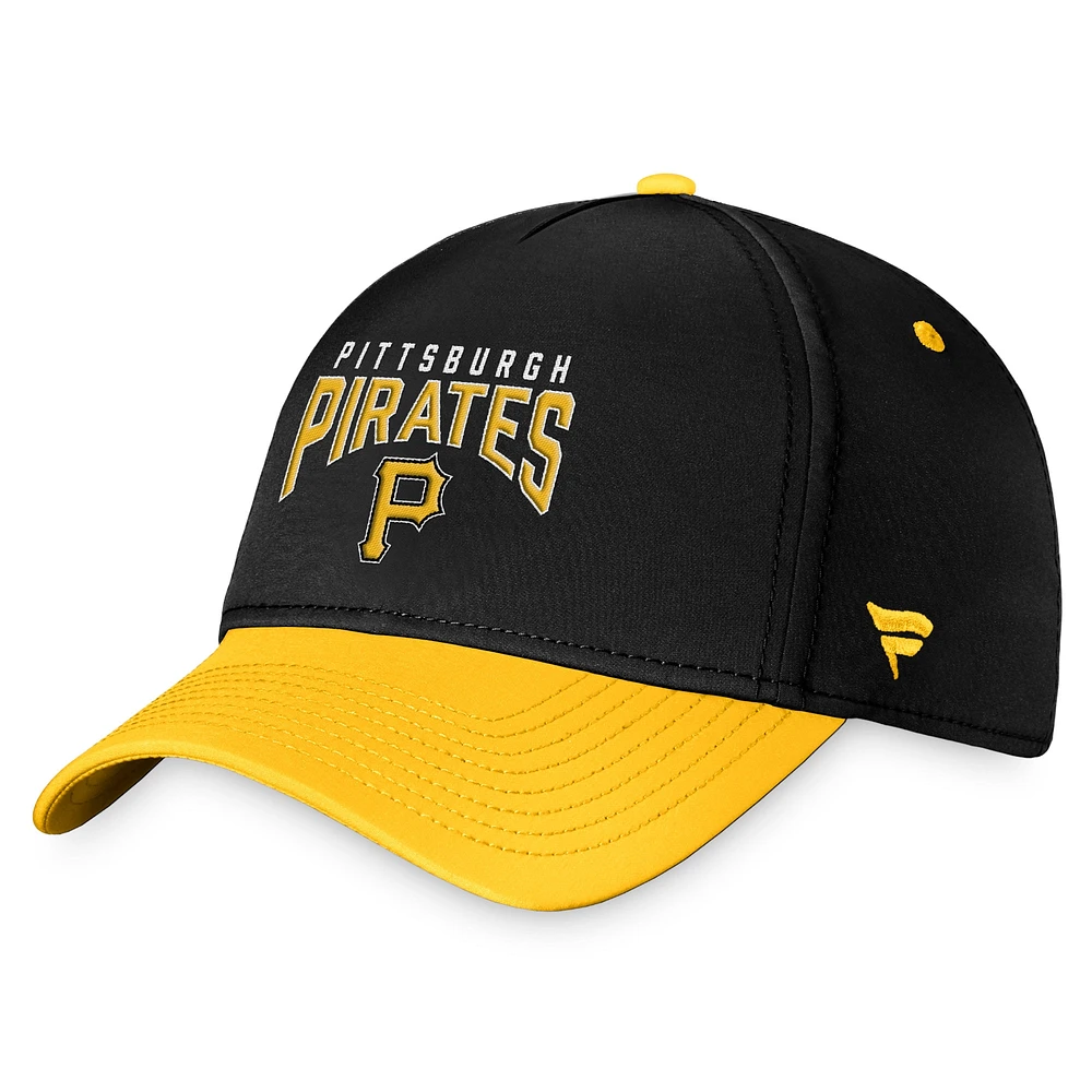 Casquette flexible avec logo empilé des Pirates de Pittsburgh Fanatics pour hommes, noir/jaune