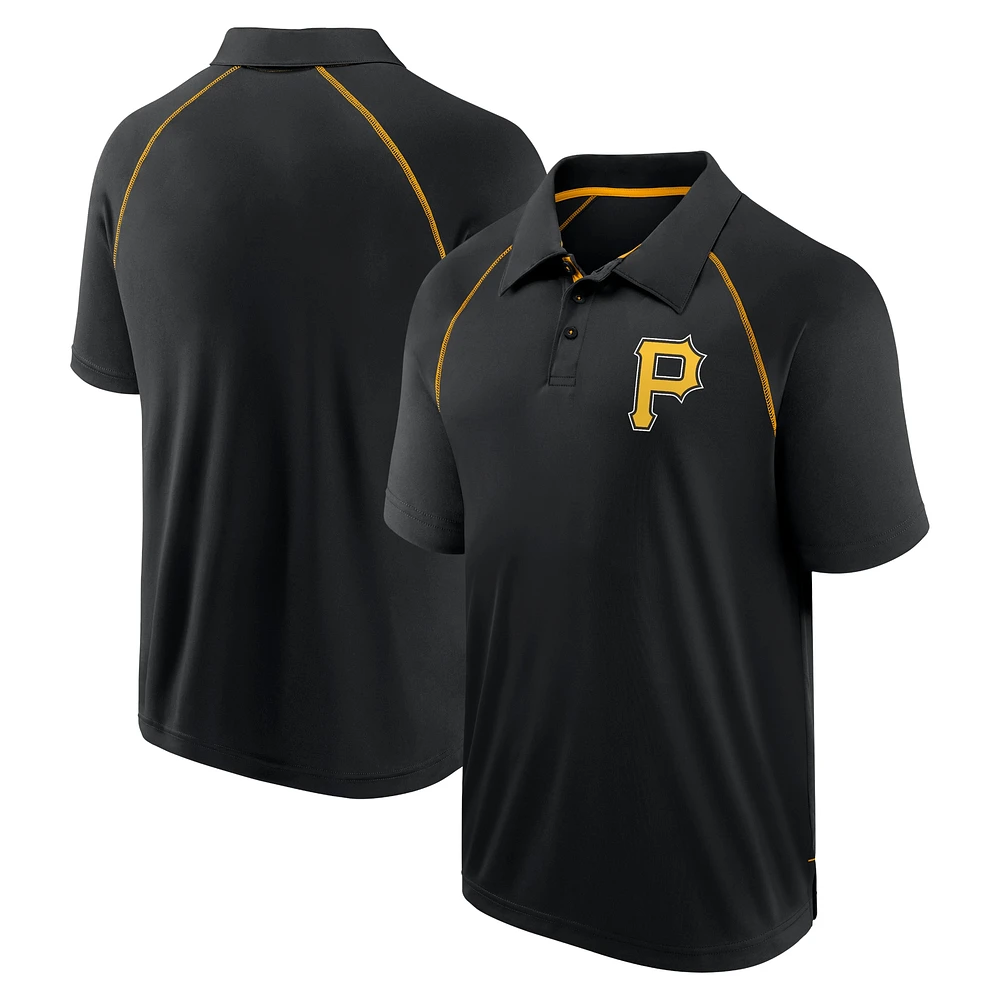 Polo noir à raglan Strong Alone des Pirates de Pittsburgh Fanatics pour hommes