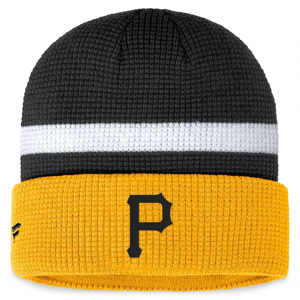 Bonnet en tricot à revers gaufré Fanatics noir Pittsburgh Pirates pour hommes