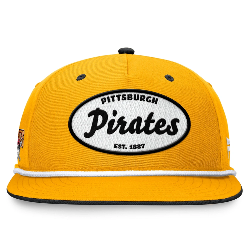 Men's Fanatics Gold Pittsburgh Pirates Cooperstown Collection Iron Golfer Snapback Hat