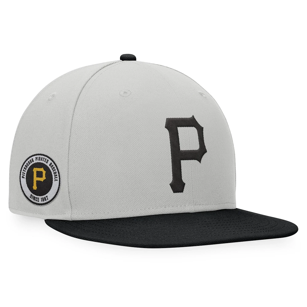 Men's Fanatics Gray/Black Pittsburgh Pirates Glory Days Two-Tone Snapback Hat