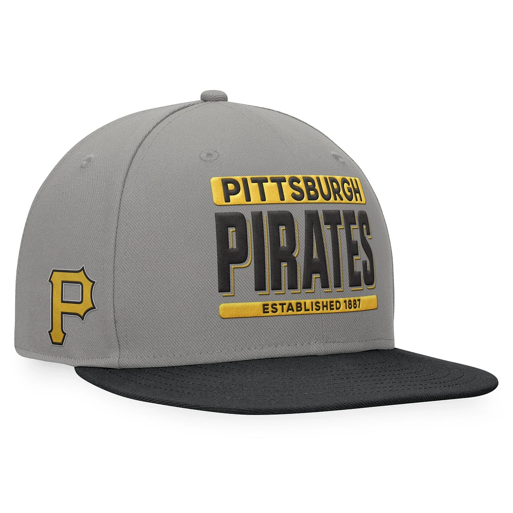 Men's Fanatics Gray/Black Pittsburgh Pirates Line Drive Two-Tone Snapback Hat