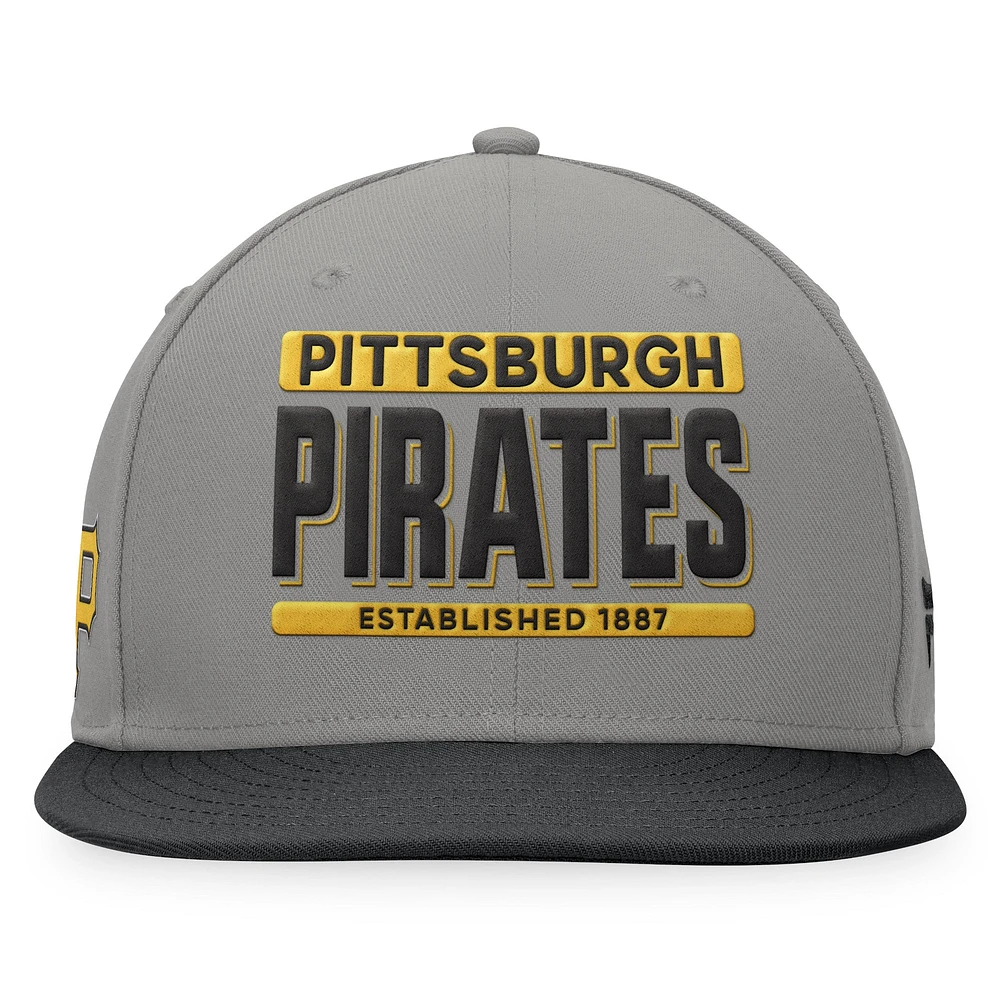 Men's Fanatics Gray/Black Pittsburgh Pirates Line Drive Two-Tone Snapback Hat