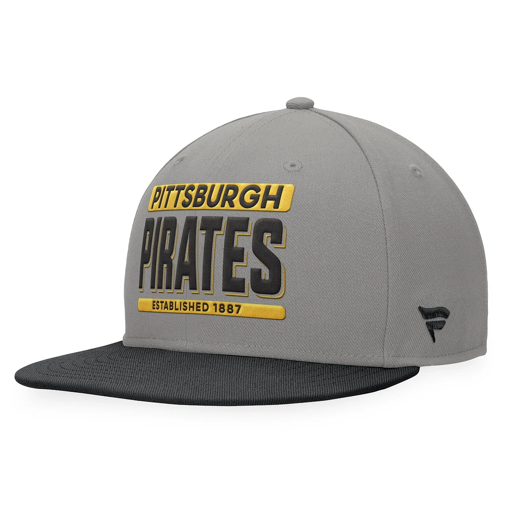 Men's Fanatics Gray/Black Pittsburgh Pirates Line Drive Two-Tone Snapback Hat