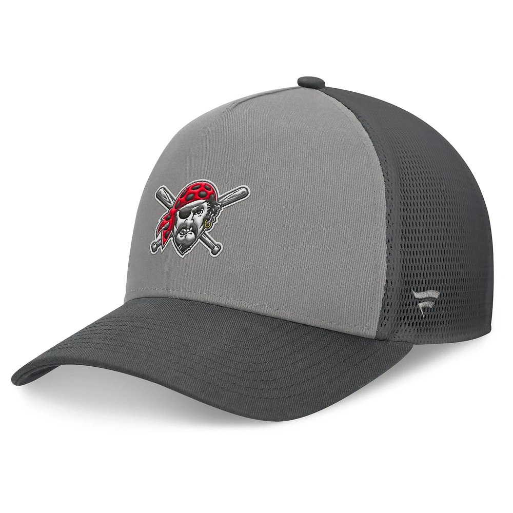 Casquette réglable de camionneur A-Frame Pittsburgh Pirates Fanatics gris/graphite pour hommes