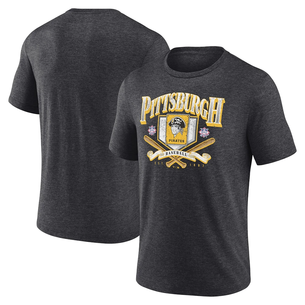 T-shirt tri-mélange de l'équipe locale des Pirates Pittsburgh Heather Charcoal Fanatics pour hommes