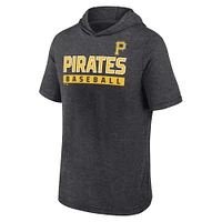 Men's Fanatics Heather Charcoal Pittsburgh Pirates Push Short Sleeve Pullover Hoodie