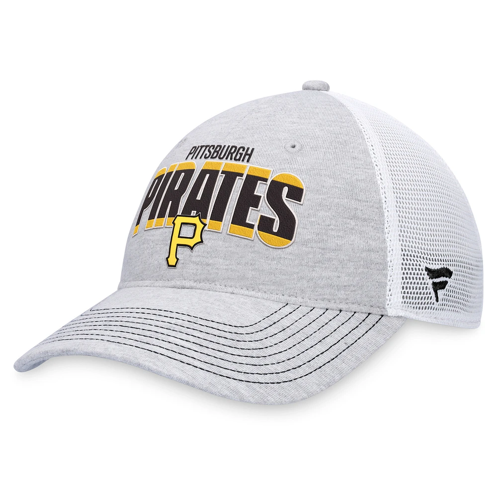 Casquette réglable de camionneur avec logo des Pirates de Pittsburgh Fanatics gris chiné/blanc pour hommes