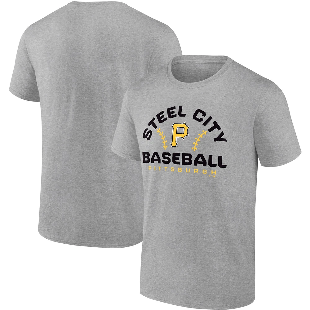 Men's Fanatics Heathered Gray Pittsburgh Pirates Iconic Go for Two T-Shirt