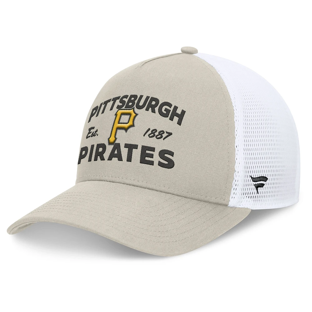 Casquette réglable de camionneur A-Frame Stone Pittsburgh Pirates Fanatics pour hommes