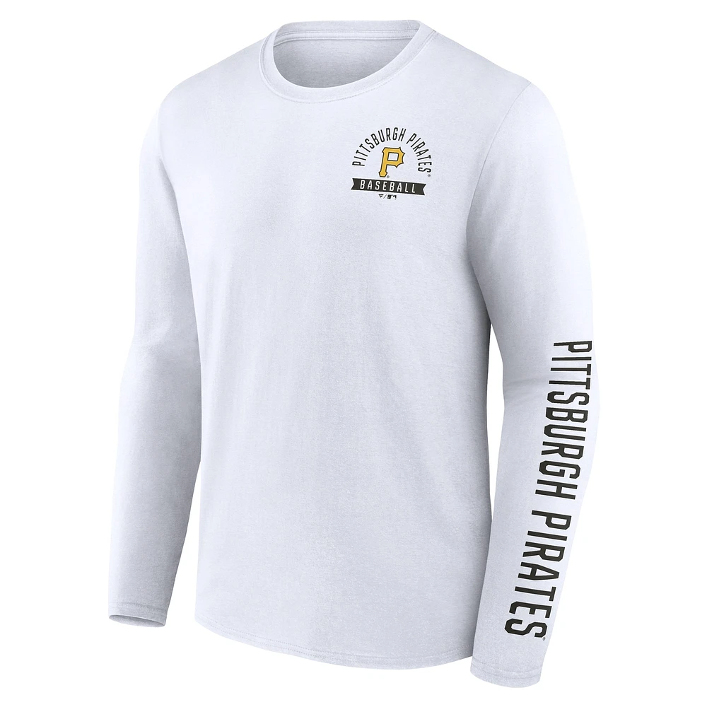 T-shirt à manches longues blanc pour homme Fanatics Pittsburgh Pirates Press Box