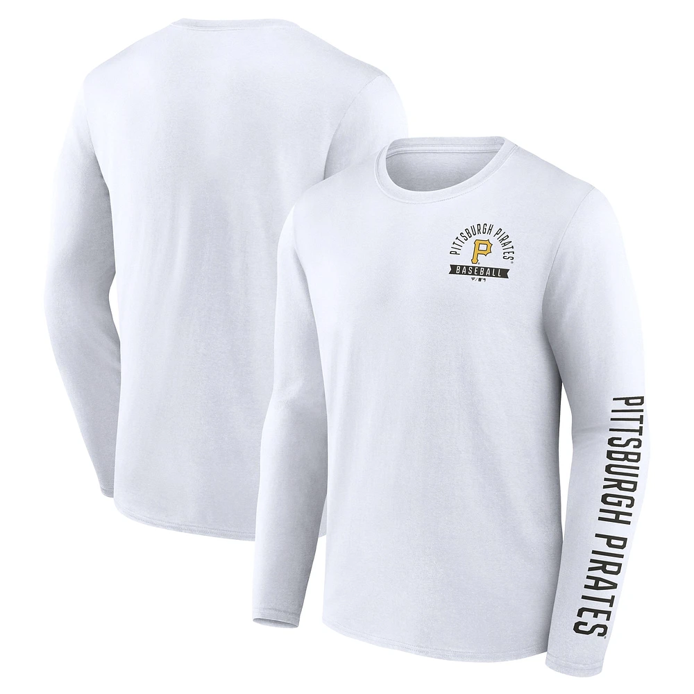 T-shirt à manches longues blanc pour homme Fanatics Pittsburgh Pirates Press Box