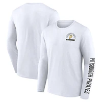 T-shirt à manches longues blanc pour homme Fanatics Pittsburgh Pirates Press Box