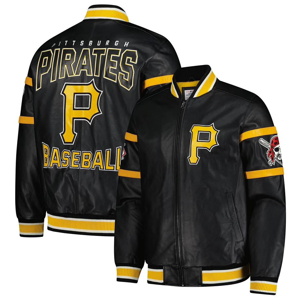 Men's G-III Sports by Carl Banks Black Pittsburgh Pirates Full-Zip Leather Varsity Jacket