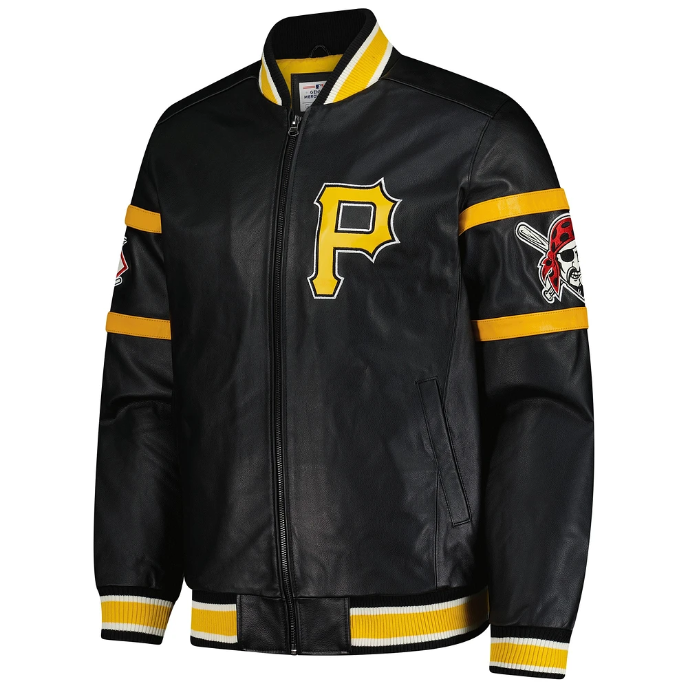 Men's G-III Sports by Carl Banks Black Pittsburgh Pirates Full-Zip Leather Varsity Jacket