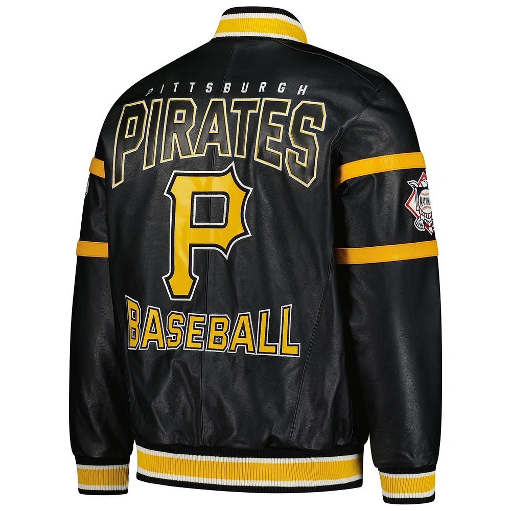 Men's G-III Sports by Carl Banks Black Pittsburgh Pirates Full-Zip Leather Varsity Jacket