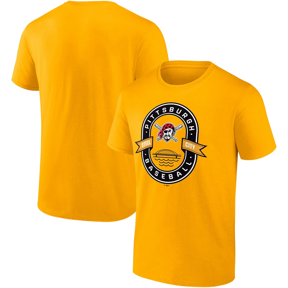 T-shirt doré emblématique des Pirates de Pittsburgh pour hommes avec logo Glory Bound