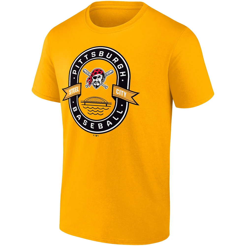 T-shirt doré emblématique des Pirates de Pittsburgh pour hommes avec logo Glory Bound