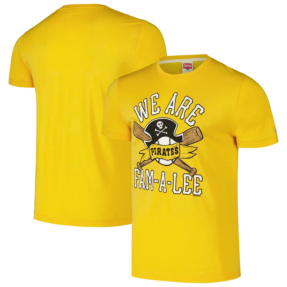 T-shirt à trois mélanges Hyper Local Homage Gold Pittsburgh Pirates pour homme