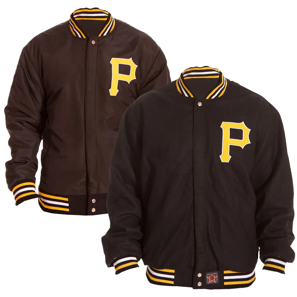 PITTSBURGH STEELERS JH DESIGN WOOL REVERSIBLE FULL-SNAP JACKET – BLACK