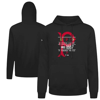 Men's Levelwear  Black Pittsburgh Pirates Cooperstown Collection Distressed Podium Acumen Pullover Hoodie