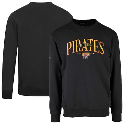 Men's Levelwear Black Pittsburgh Pirates Cooperstown Collection Zane Vintage Pullover Sweatshirt