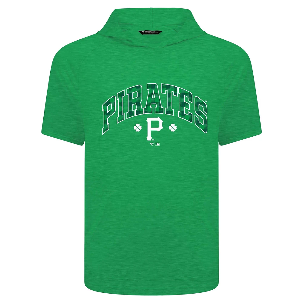 T-shirt à capuche manches courtes et carreaux pour homme Levelwear Green Pittsburgh Pirates St. Patrick's Day