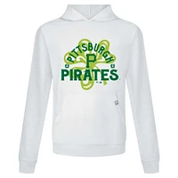 Sweat à capuche blanc pour homme avec motif trèfle relais de la Saint-Patrick des Pirates Pittsburgh Levelwear