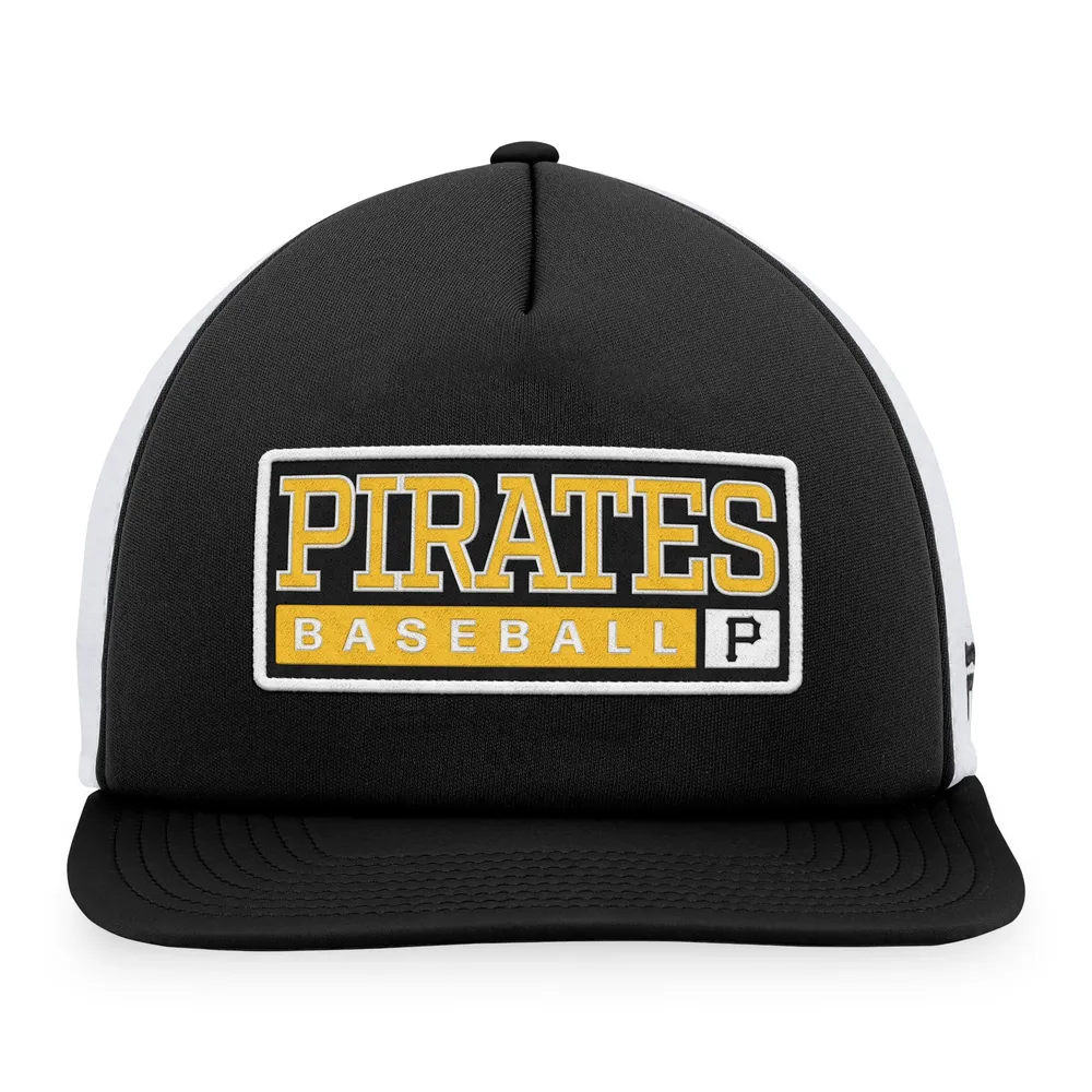 Men's Majestic Black/White Pittsburgh Pirates Foam Trucker Snapback Hat