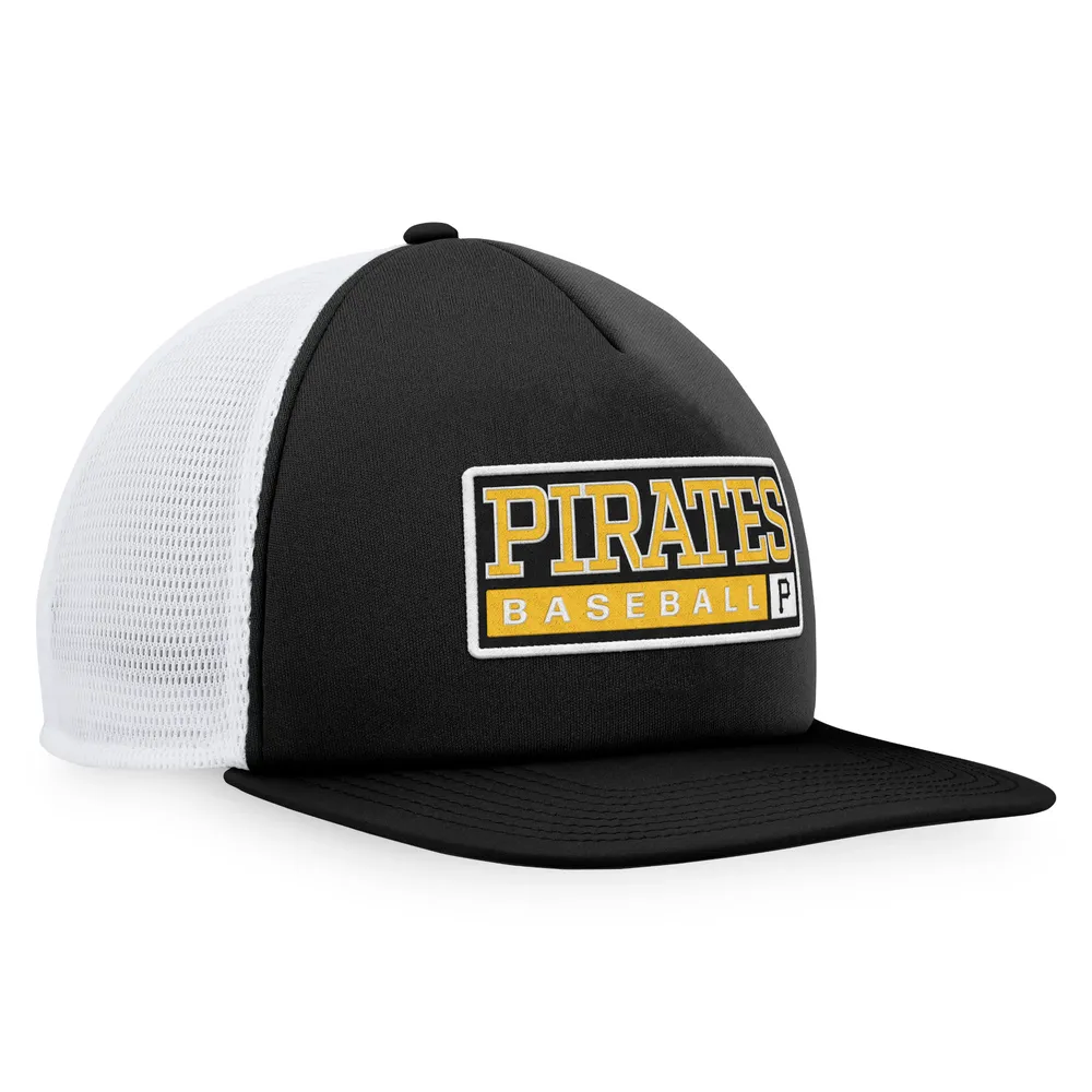 Men's Majestic Black/White Pittsburgh Pirates Foam Trucker Snapback Hat