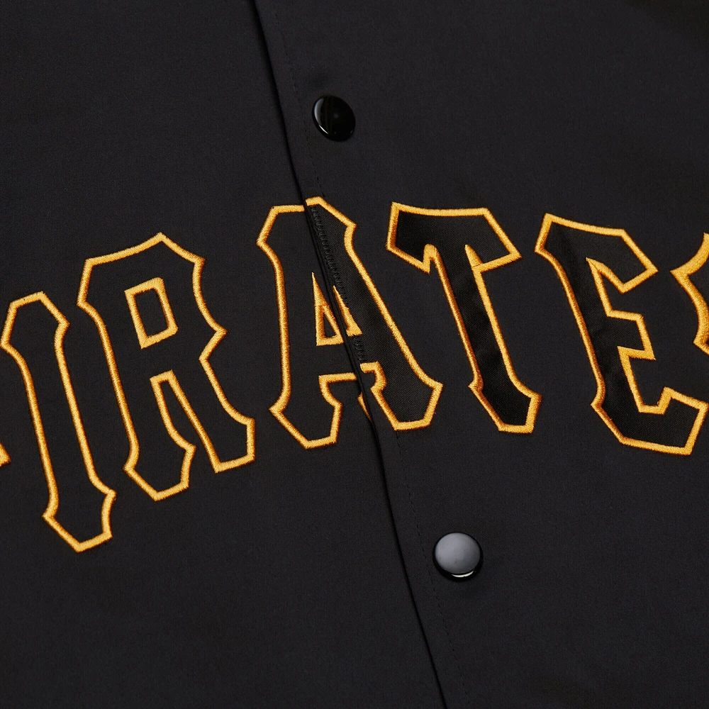 Veste Mitchell & Ness noire/dorée à boutons-pression pour homme, collection Cooperstown, des Pirates de Pittsburgh.