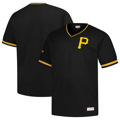 T-shirt col V noir Mitchell & Ness pour homme, coupe grande et grande, motif Pirates de Pittsburgh