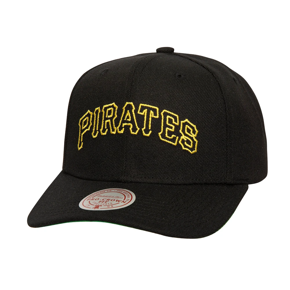 Casquette réglable noire avec logo néon Pro Crown des Pirates de Pittsburgh de Mitchell & Ness pour hommes