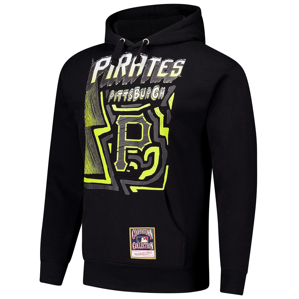 Men's Mitchell & Ness Black Pittsburgh Pirates Sidewalk Sketch Pullover Hoodie