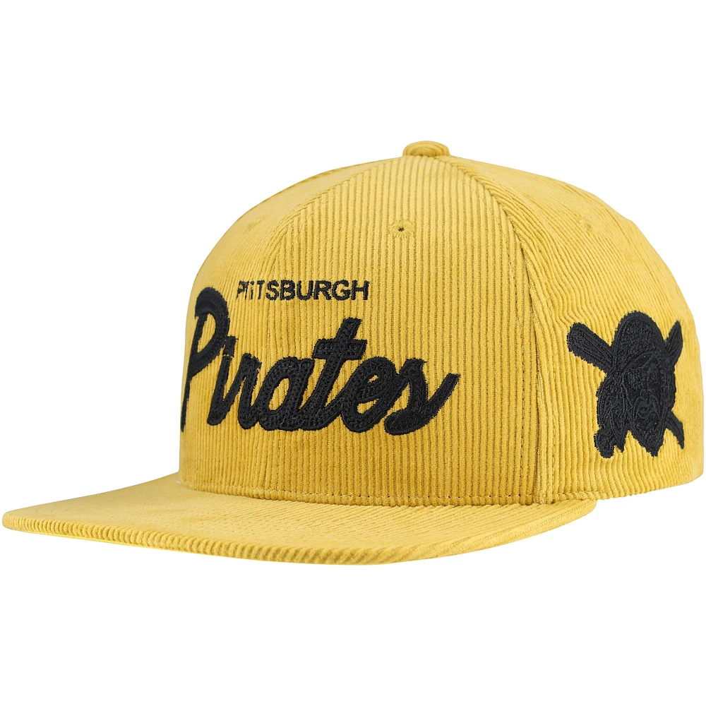 Casquette Snapback en velours côtelé doré pour homme Mitchell & Ness des Pirates de Pittsburgh