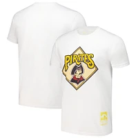 T-shirt blanc pour homme Mitchell & Ness avec logo de la collection Cooperstown des Pirates Pittsburgh