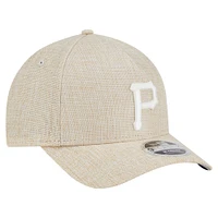 Casquette ajustable 9FORTY en coton tissé beige New Era pour homme, motif M-Crown A-Frame des Pirates de Pittsburgh