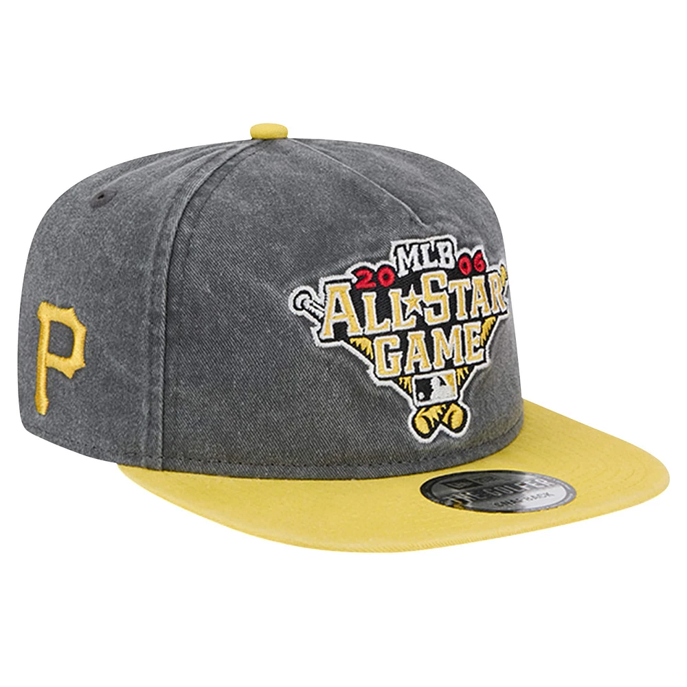 Casquette Snapback de golfeur à teinture pigmentée New Era pour hommes, noir/or, Pittsburgh Pirates 2006 MLB All-Star Game