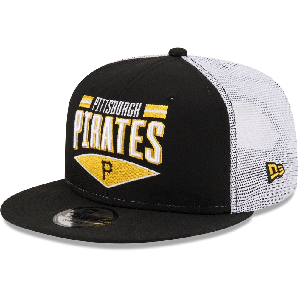 New Era Men's New Era Black/White Pittsburgh Pirates Base Trucker 9FIFTY Snapback  Hat | Centre Eaton de Montréal